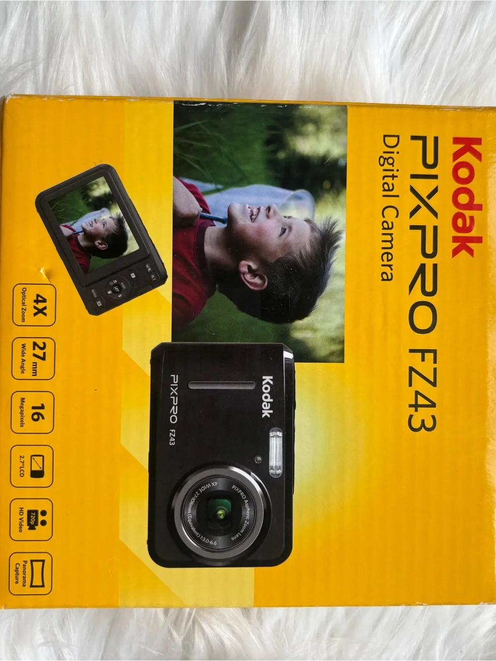 Kodak PIXPRO FZ43 Digital Camera - Black on Yellow Box